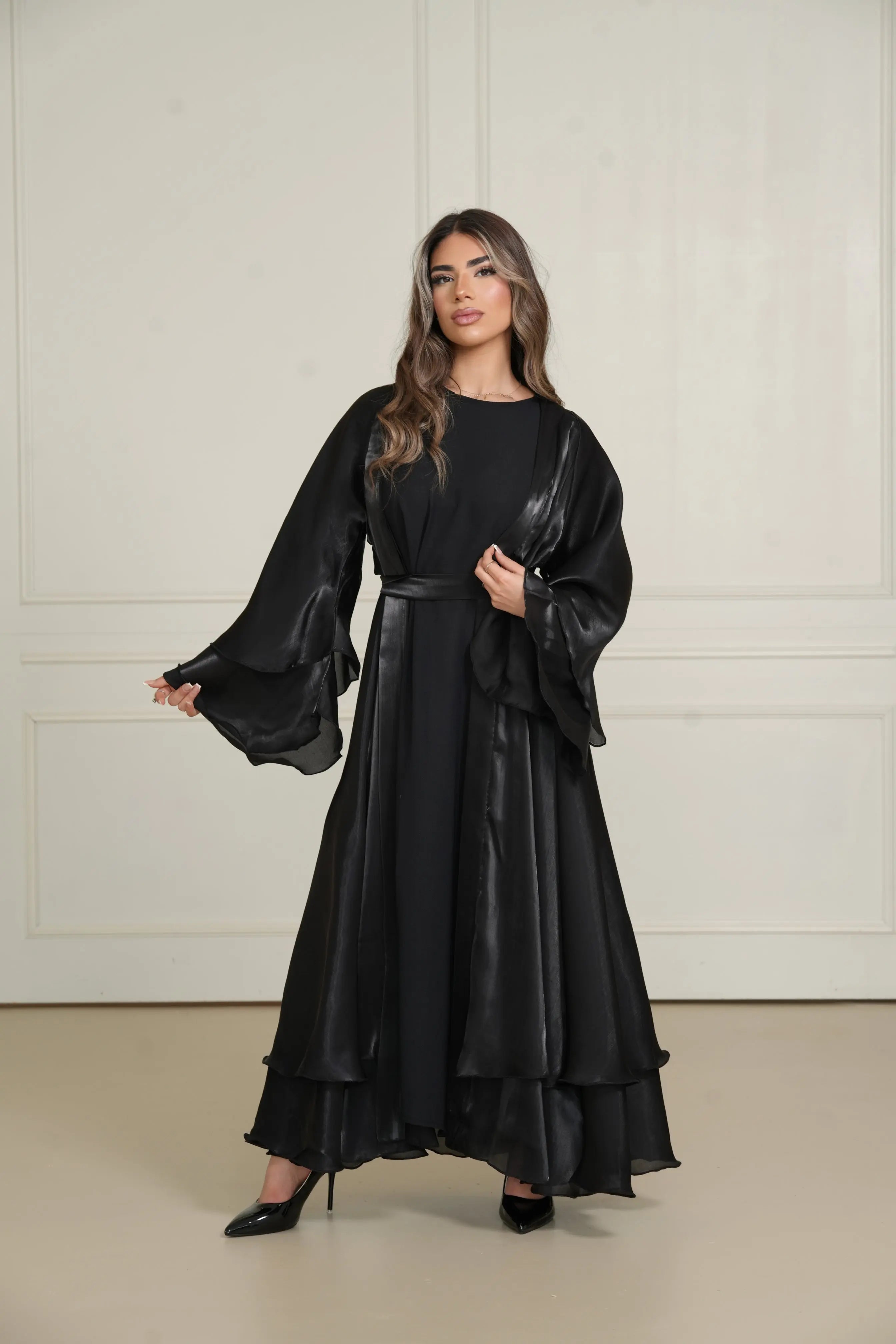 DXB Flower Abaya - black Losyana.Shop