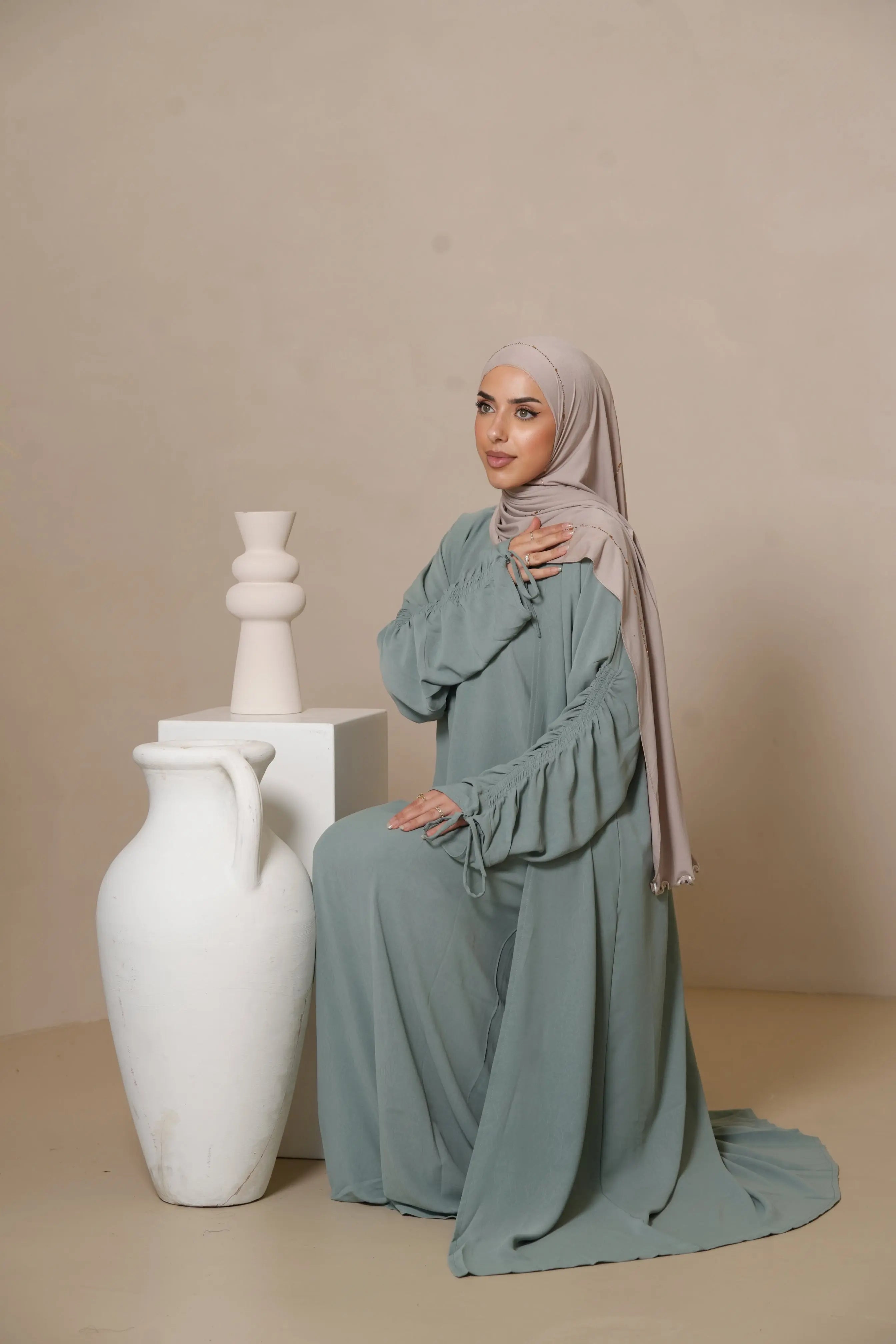 Cord Arm Abaya - Mint Losyana.Shop
