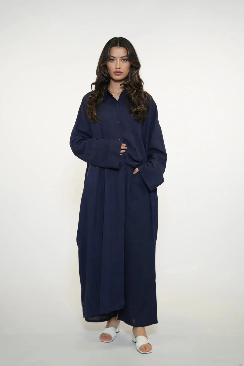 PALMA LINEN SET - NAVY Losyana.nl
