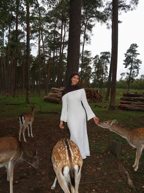 Robe longue à volants - Blanche