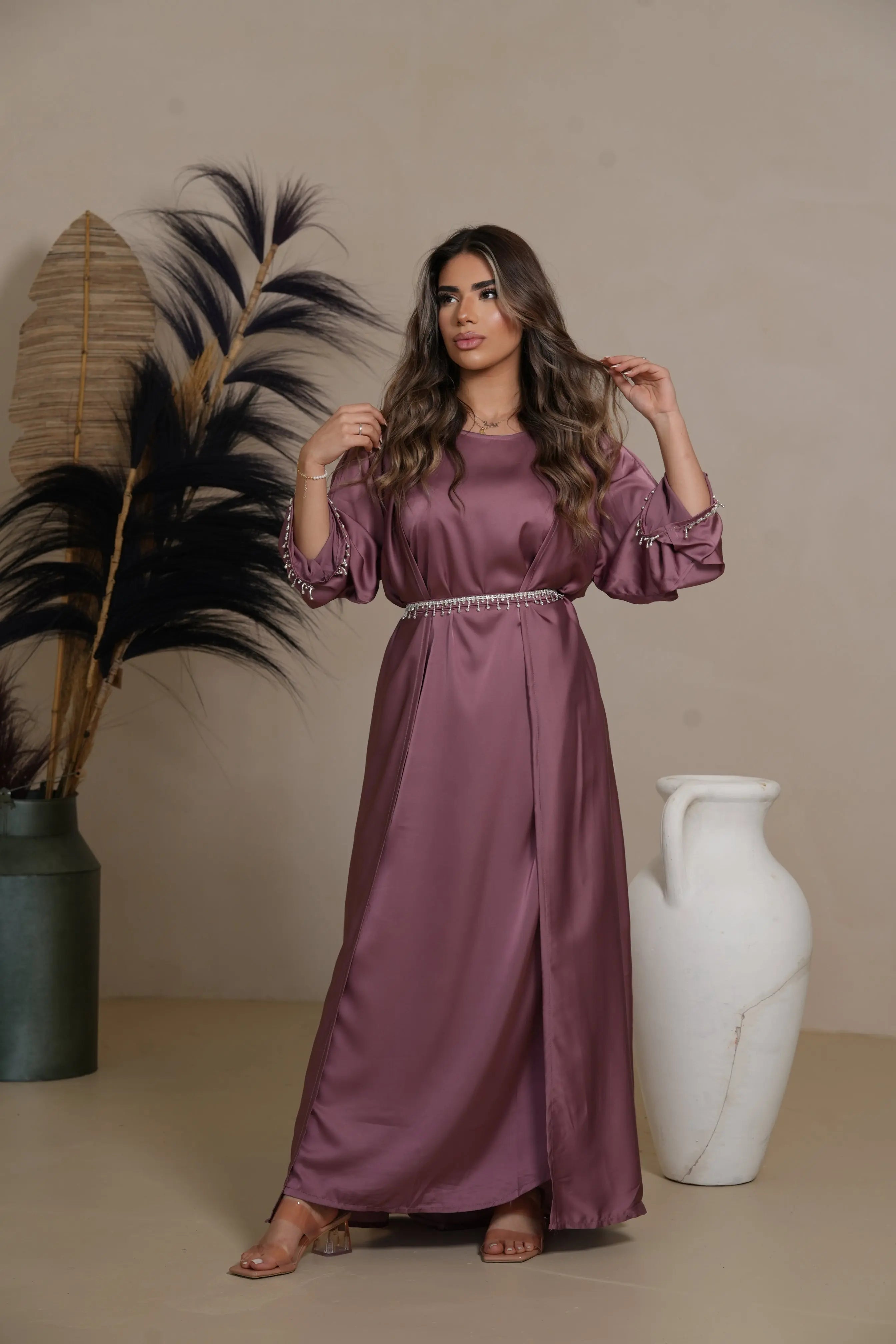 DXB Zara Abaya - Dark purple Losyana.Shop