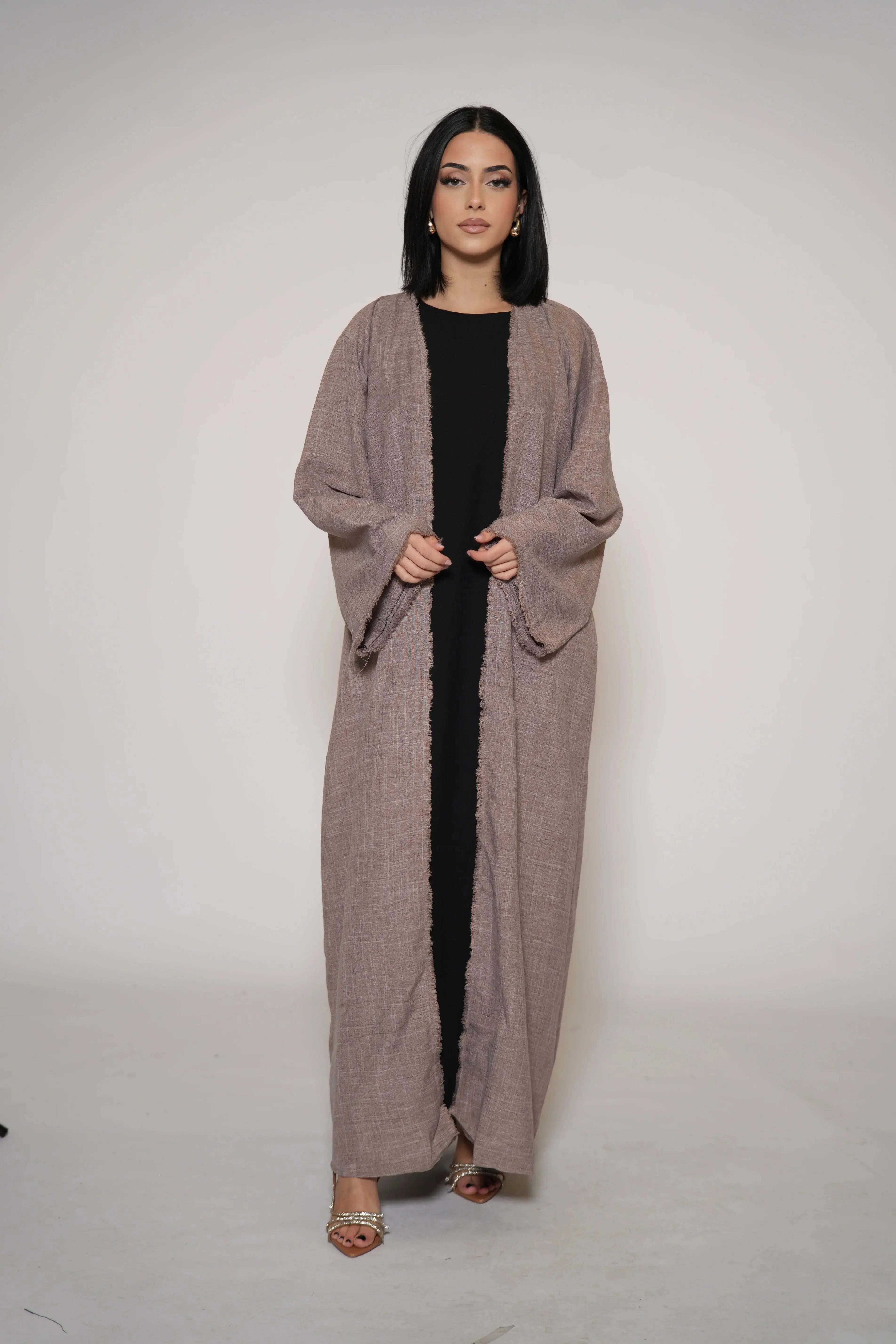 Fringles Linen Abaya - Rose Taupe Losyana.Shop