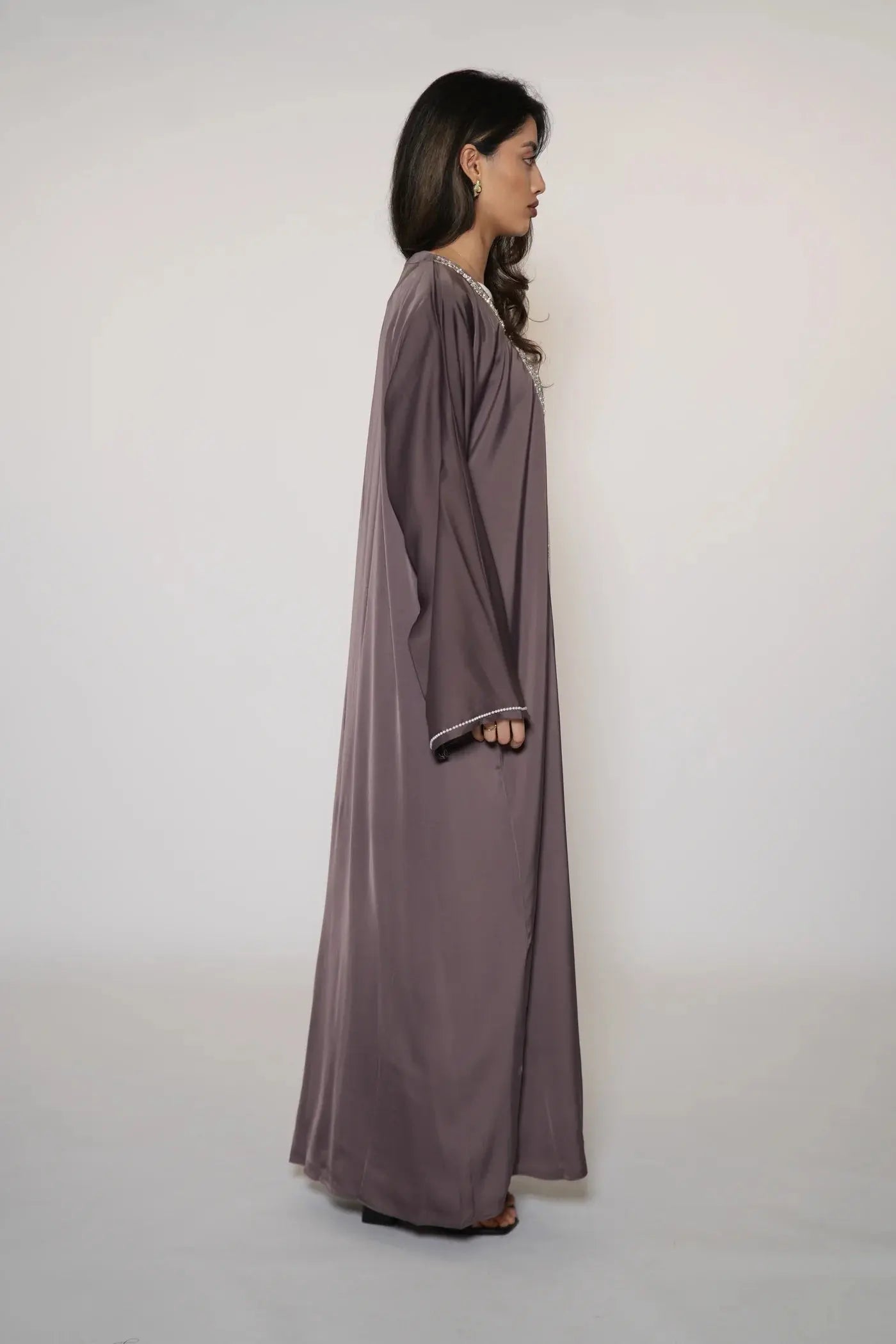 Pearl Stroke Abaya - Dark Purple Losyana.Shop